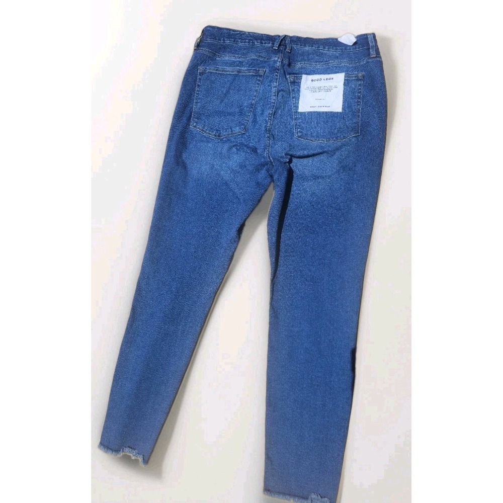 Good American Good Legs Skinny Jeans Size 20 High Rise Blue Raw Hem Stretch Plus - Picture 2 of 9